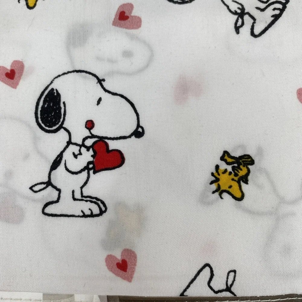 Peanuts Snoopy Sheet Set FULL White Woodstock Hearts Love Valentines Berkshire